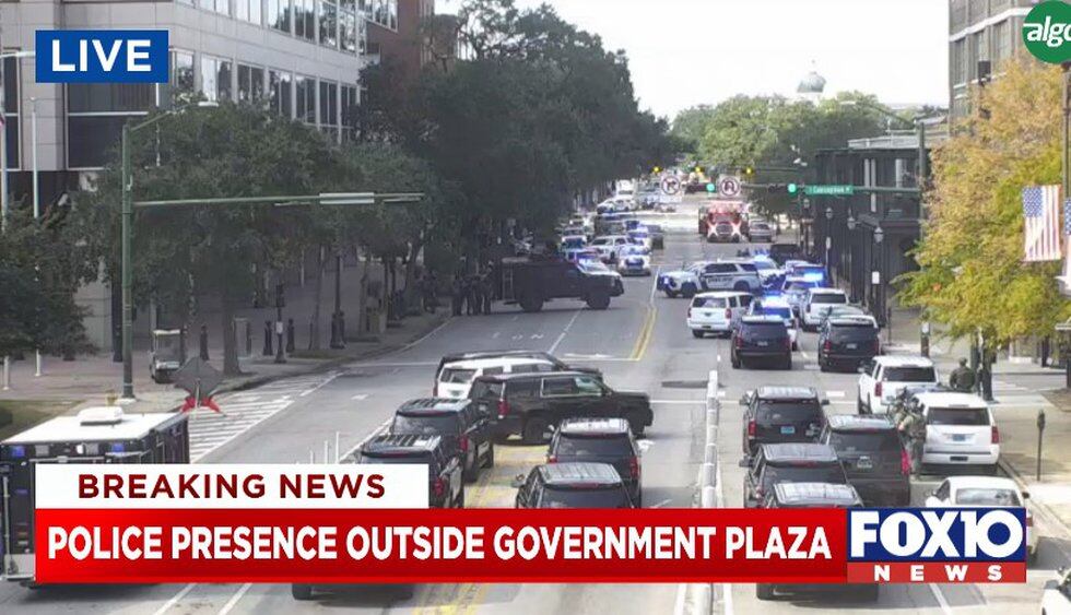 Law enforcement responds to Mobile Government Plaza.