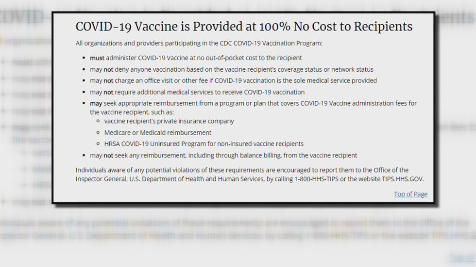The CDC says COVID vaccines are 100% free.