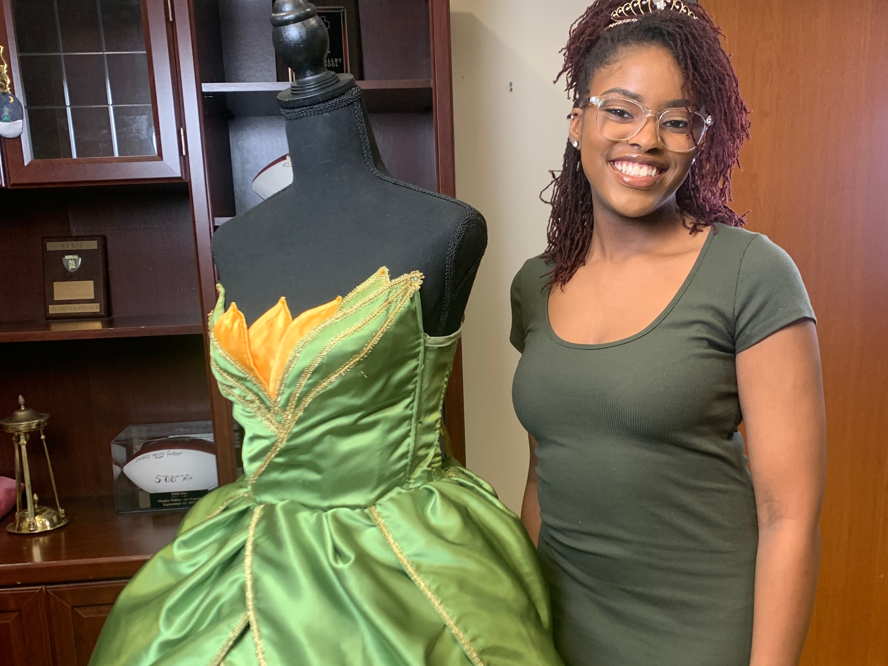 Shades Valley High School senior designs and sews prom dress inspired by Princess Tiana - Vimarsana News